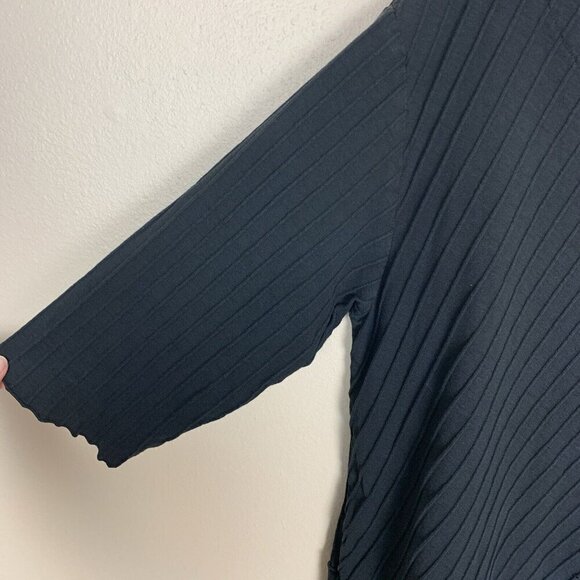 Focus Casual Life 3/4 Sleeve Tunic Top Black Knit Pocket Lagenlook Womens S - Picture 5 of 16